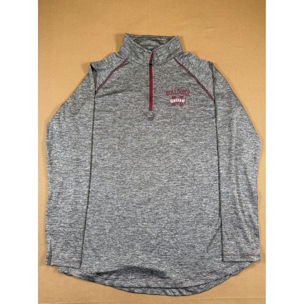 Colosseum Mississippi State Bulldogs Light Pullover‎ Gray Quarter Zip Women's L